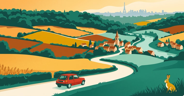 Affiche La Route Buissonnière : contourner Paris par l'ouest de l'Île-de-France