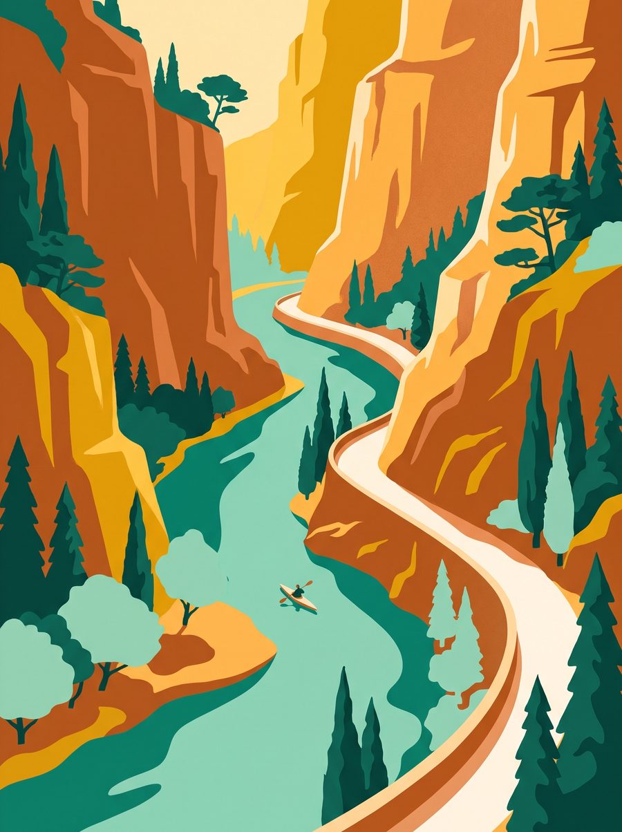 Illustration des gorges et des coins d'eau turquoise